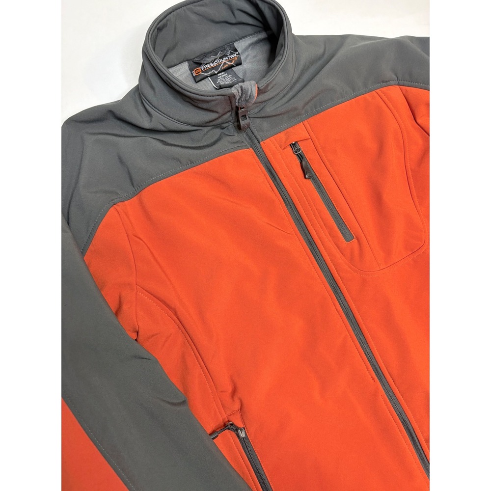 Free Country Mens Softshell Fleece Lined Jacket Orange Gray Medium. Read descrip